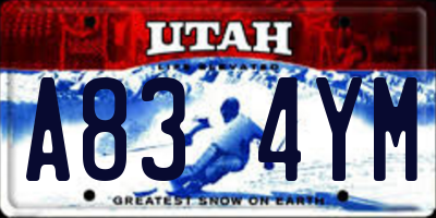 UT license plate A834YM