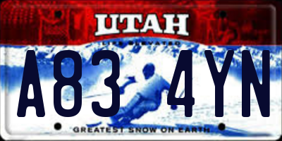 UT license plate A834YN