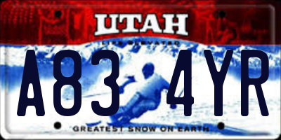 UT license plate A834YR
