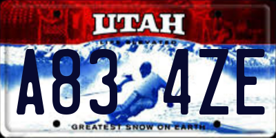 UT license plate A834ZE