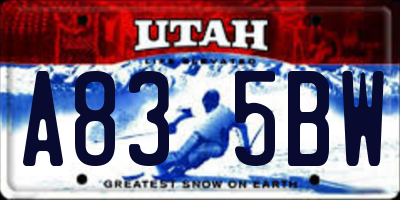 UT license plate A835BW