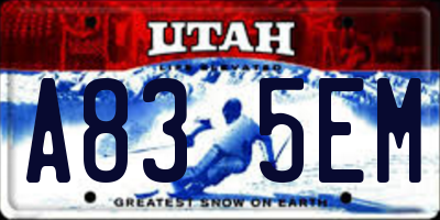 UT license plate A835EM