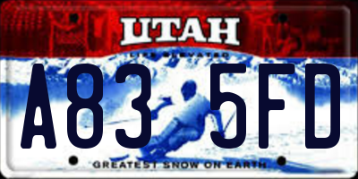 UT license plate A835FD