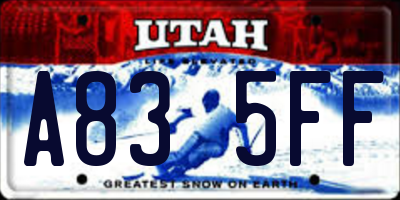 UT license plate A835FF