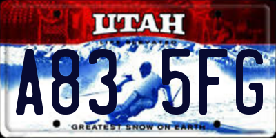 UT license plate A835FG