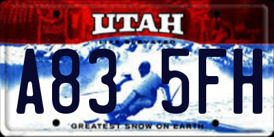 UT license plate A835FH