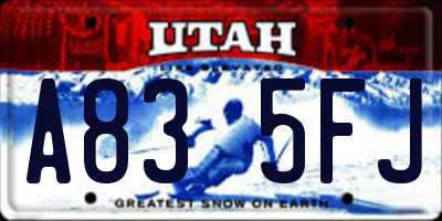 UT license plate A835FJ