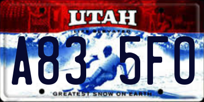 UT license plate A835FO