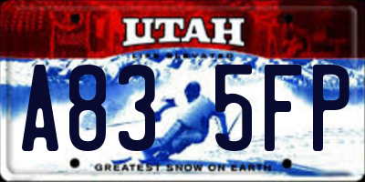UT license plate A835FP