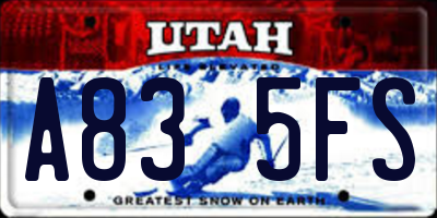 UT license plate A835FS