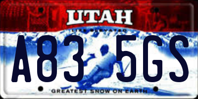 UT license plate A835GS