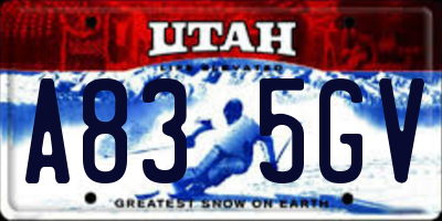 UT license plate A835GV