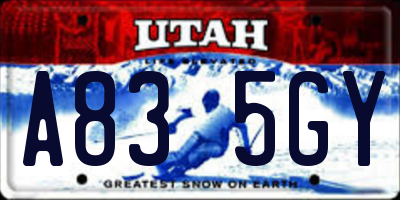 UT license plate A835GY