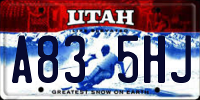 UT license plate A835HJ