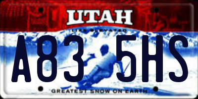 UT license plate A835HS