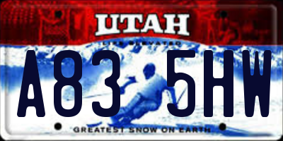 UT license plate A835HW