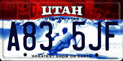 UT license plate A835JF
