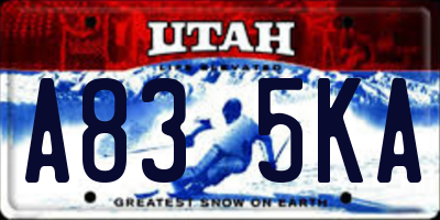 UT license plate A835KA