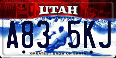 UT license plate A835KJ