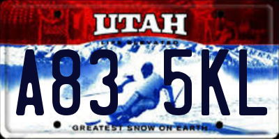 UT license plate A835KL