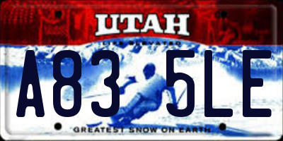 UT license plate A835LE