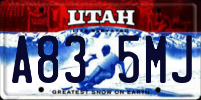 UT license plate A835MJ