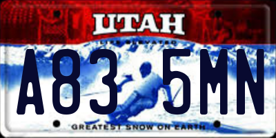 UT license plate A835MN