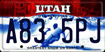 UT license plate A835PJ