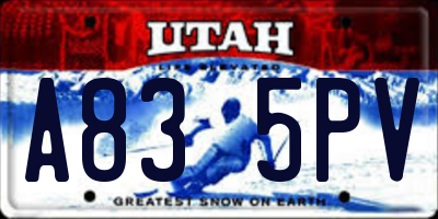 UT license plate A835PV