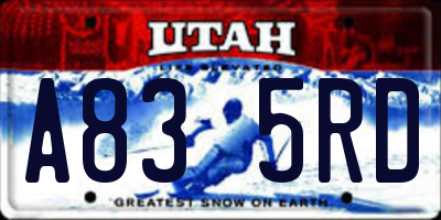 UT license plate A835RD