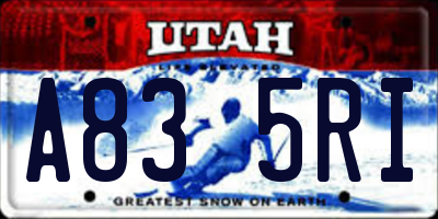 UT license plate A835RI