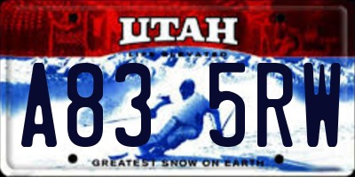 UT license plate A835RW