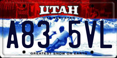 UT license plate A835VL