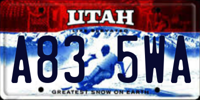 UT license plate A835WA