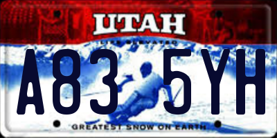 UT license plate A835YH