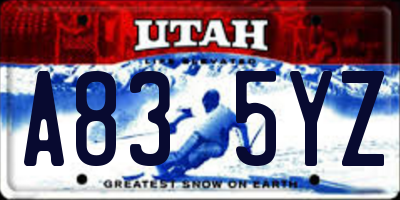 UT license plate A835YZ
