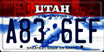 UT license plate A836EF