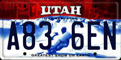 UT license plate A836EN