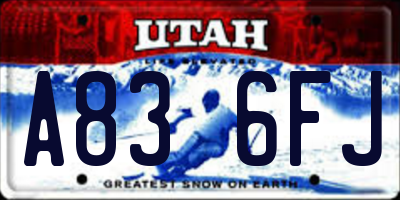 UT license plate A836FJ