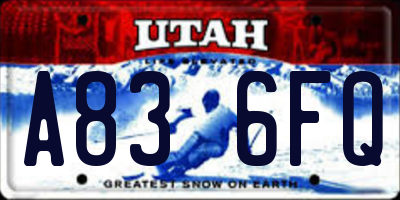 UT license plate A836FQ