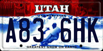 UT license plate A836HK