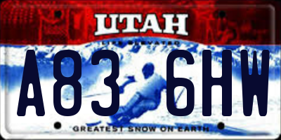 UT license plate A836HW