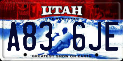 UT license plate A836JE
