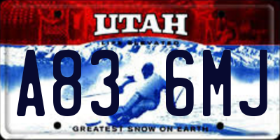 UT license plate A836MJ