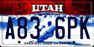 UT license plate A836PK