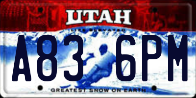 UT license plate A836PM