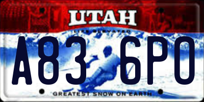 UT license plate A836PO