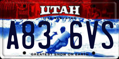UT license plate A836VS