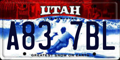 UT license plate A837BL