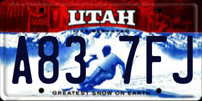 UT license plate A837FJ